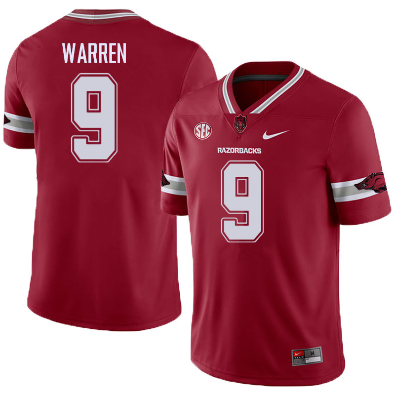 Men #9 De'Vion Warren Arkansas Razorback College Football Alternate Jerseys Sale-Cardinal